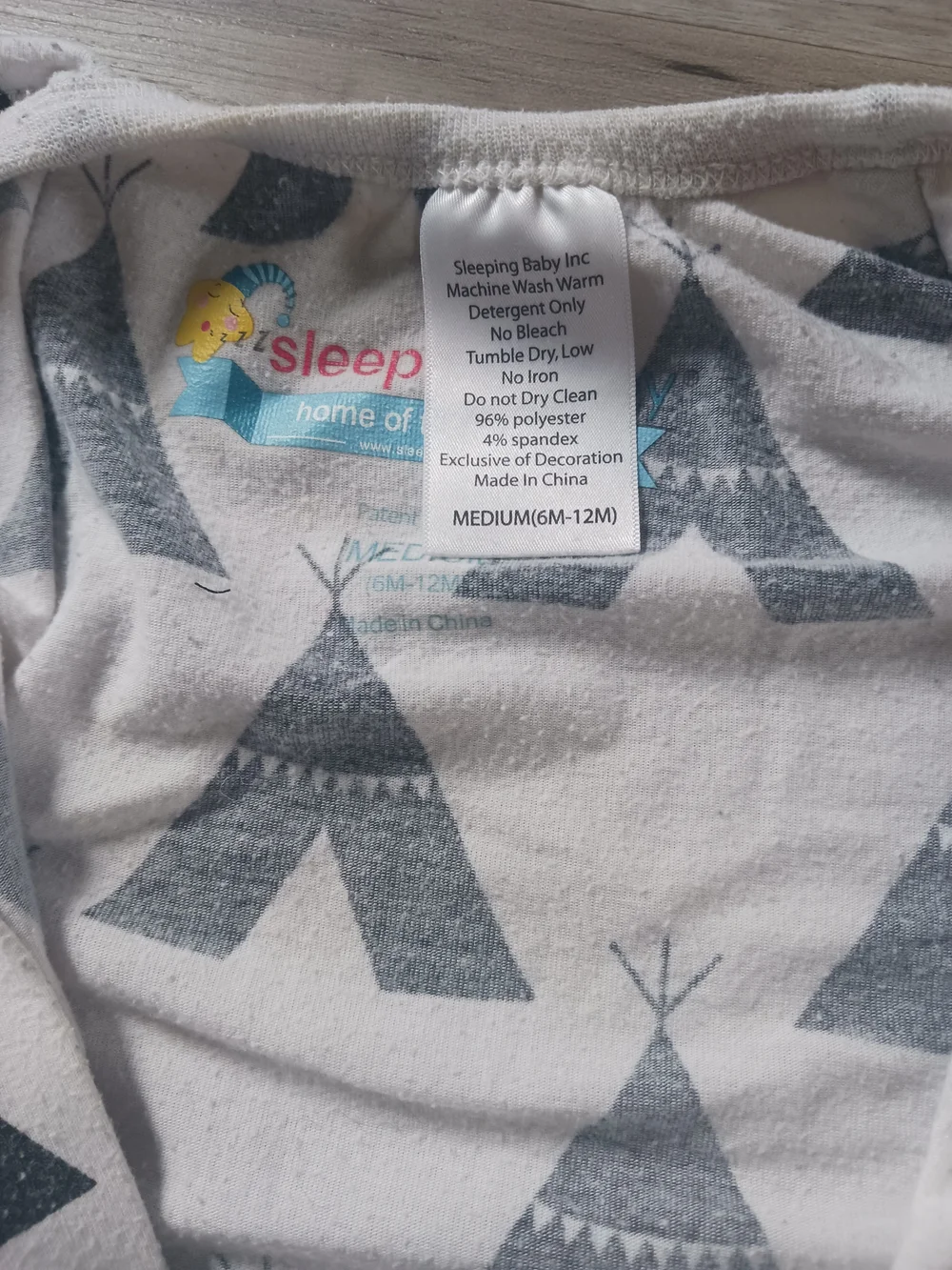 Zipadee Zip Teepee Print Sleep Sack - White and Charcoal